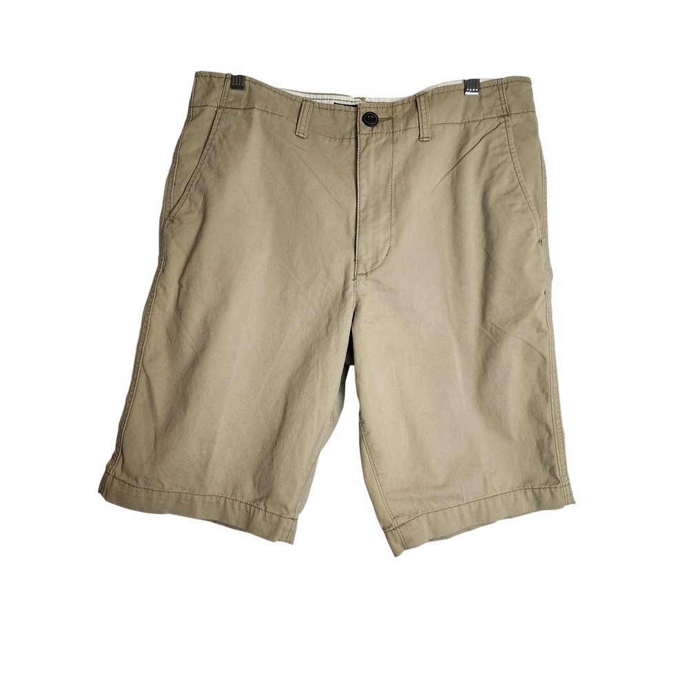 American Eagle Outfitters‎ Mens Khaki Chino Shorts Tan Cotton Flat Front Size 33
